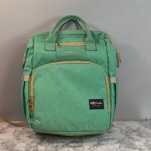 Happy Luoka Green Diaper Backpack W/ Changing Station, Multiple Pockets